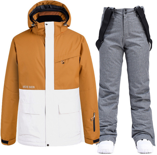 여성 스키복세트 여자 스노우 보드복 방한방풍 상하의, 1개, 맥백 상의+그레이 바지 S