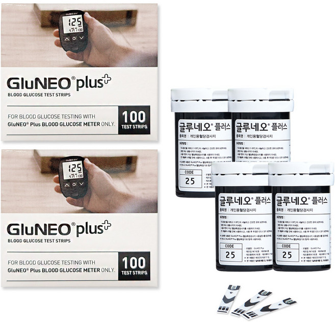 글루네오 플러스 혈당시험지 2박스 200매, 200개