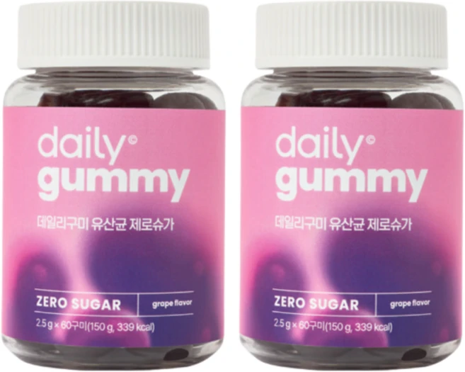데일리 구미 유산균 제로슈가 60구미(병) 2박스, 60회분, 2개 - 쿠팡