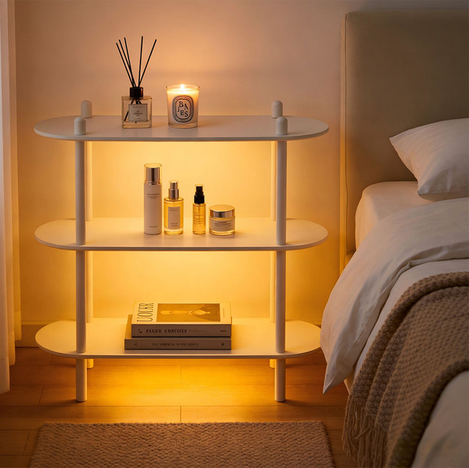 홈럭스 모노 라운드 선반 다용도 조립식 진열장, 3단, 화이트