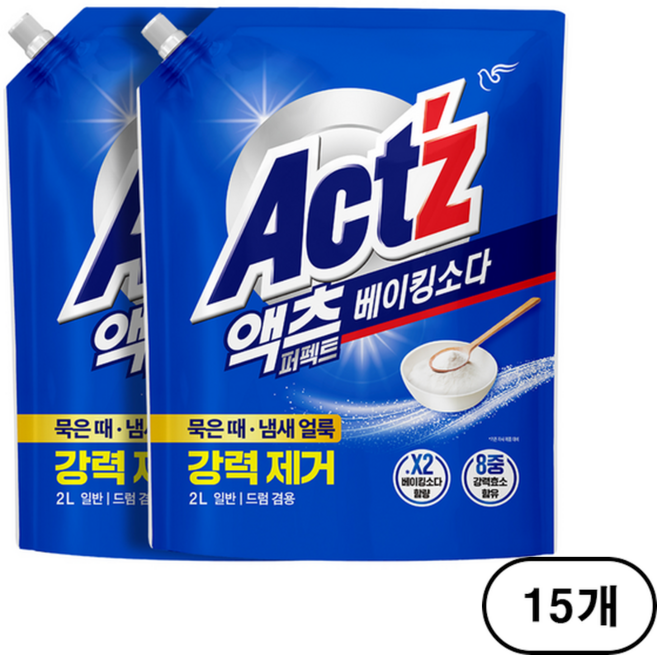 액츠 퍼펙트 베이킹소다 액상세제 리필, 2L, 15개