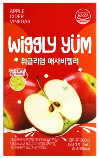 위글리염 혈당관리 애플사이다비니거 애사비 젤리 구미 혈당영양제, 1개, 280g