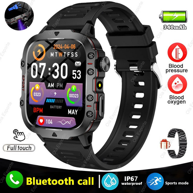 2025 스마트 시계 남자 IP68 5ATM 야외 스포츠 피트니스 트래커 건강 모니터링 81 인치 무선형 통화 Smartwatch, Black Steel