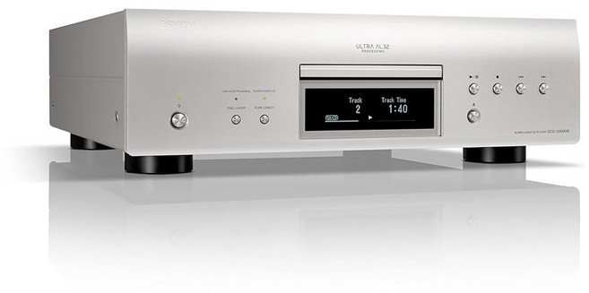 데논 DCD-3000NE CD/DVD-R/RW/SACD 플레이어 고성능 384kHz/32비트 DAC 7세대 울트라 AL32 프로세싱 DSD MP3 WMA AAC WAV, Silver