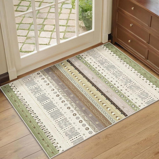 MUJOO 2x3 Washable Rug Boho Small Area Rugs for Entryway Kitchen Bathroom Non Slip Throw Carpet fo