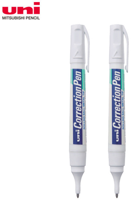 미쓰비시 UNI 유니 커렉션 수정액 Correction Pen CLP-300N 낱개 필기수정액 학용품, 2개, 8ml