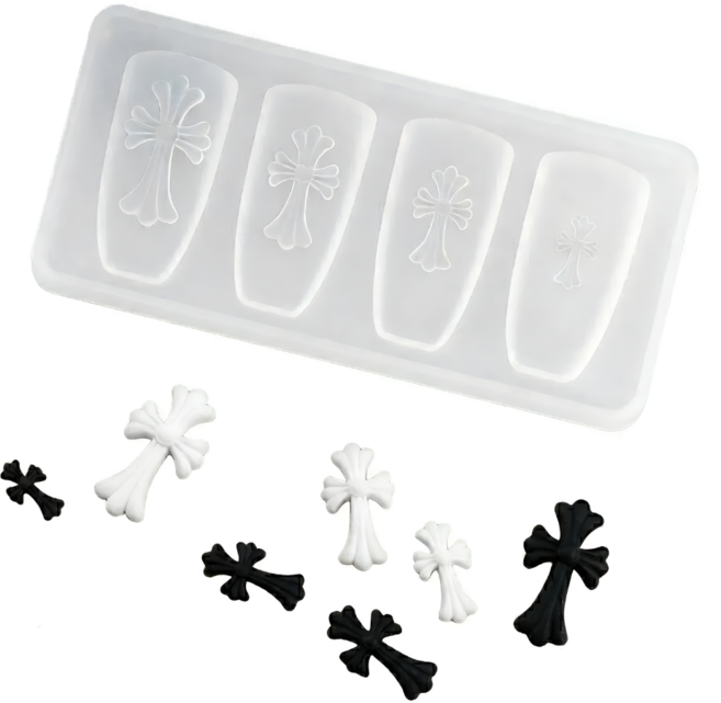 글로넥트 네일 십자가 파츠 크롬 몰드, 1개, 투명