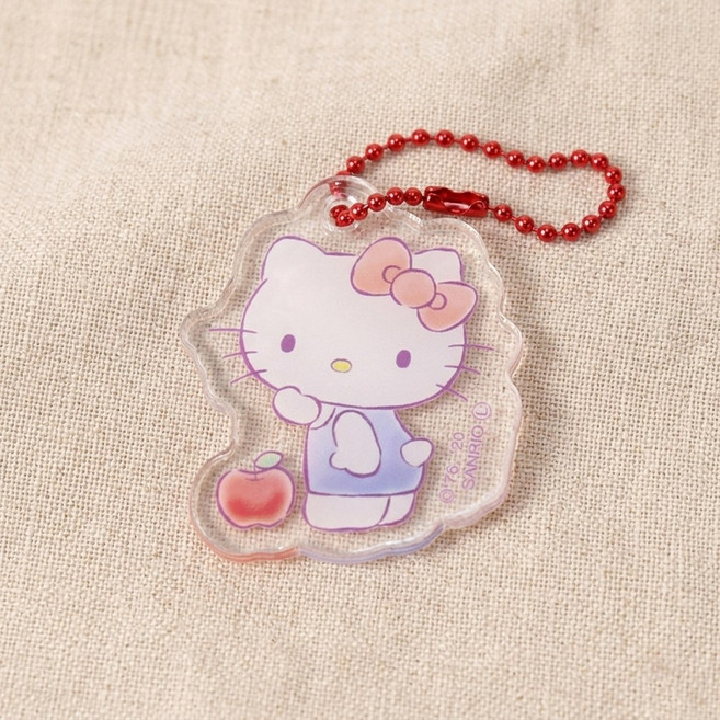 키티 레트로 사과 아크릴 키링, 1개, 혼합