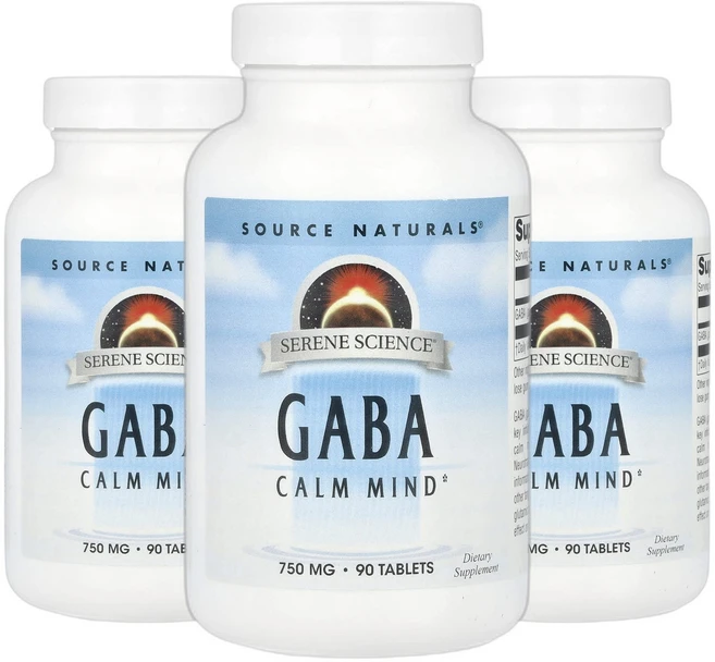 소스내추럴스 Serene Science 가바 GABA 750mg 90정 2+1, 3개, 90회분 - 쿠팡