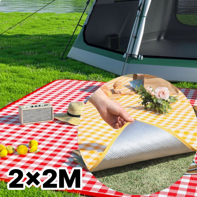 홈앤 아웃도어 휴대용 방수 피크닉 매트 돗자리 대형, 체크레드