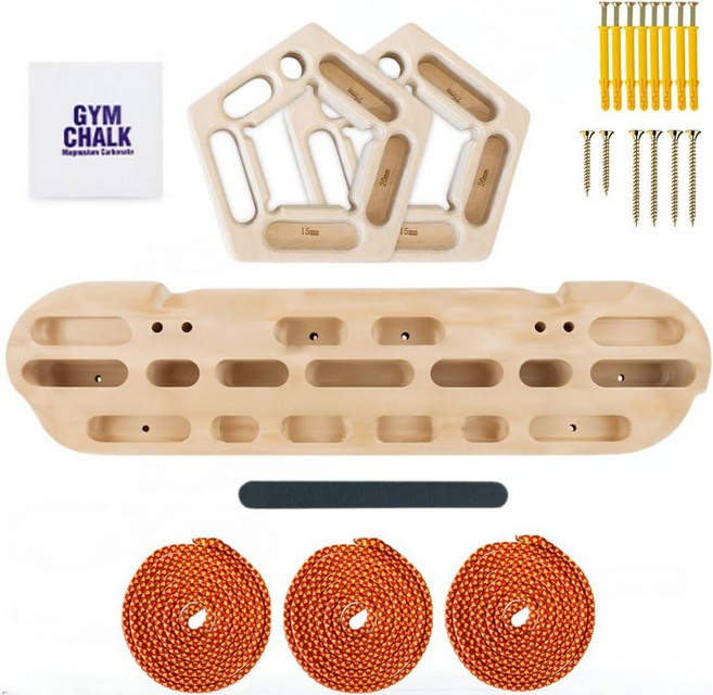 앵커튼 클라이밍 행보드와 핑거 행잉 홀드 - 근력 훈련용 핑거보드 암벽 등반 그립 강화 서스펜션 코드 로프와 분필로 핸드