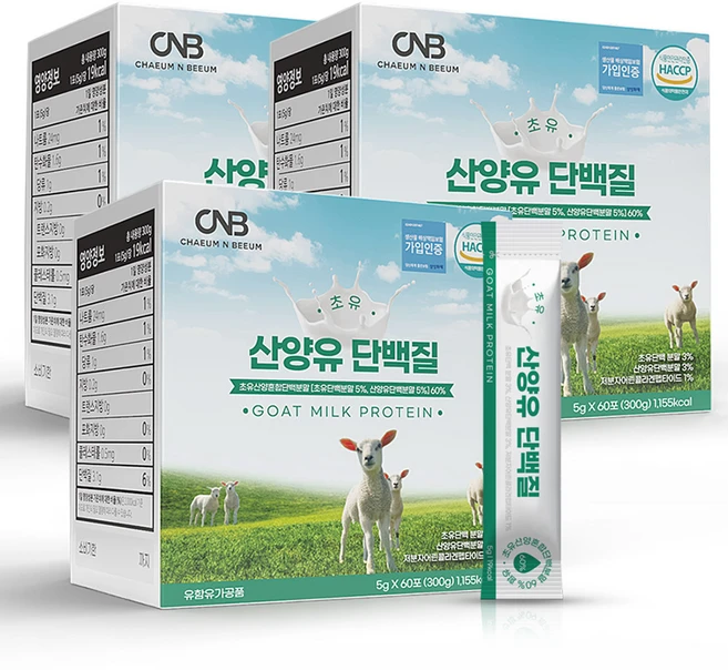 채움앤비움 산양유 초유 단백질 콜라겐 분말 스틱 5gx60포, 3개, 300g - 쿠팡