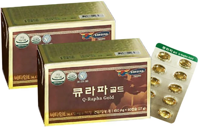 큐라파골드 비타민E 송침유 적송유, 60정, 2개 - 쿠팡