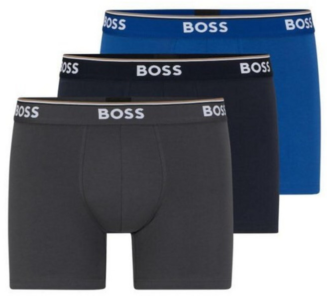 Hugo Boss 남성용 면 사각 팬티 3팩 트루 블루/스카이 캡틴/포지 아이언 L