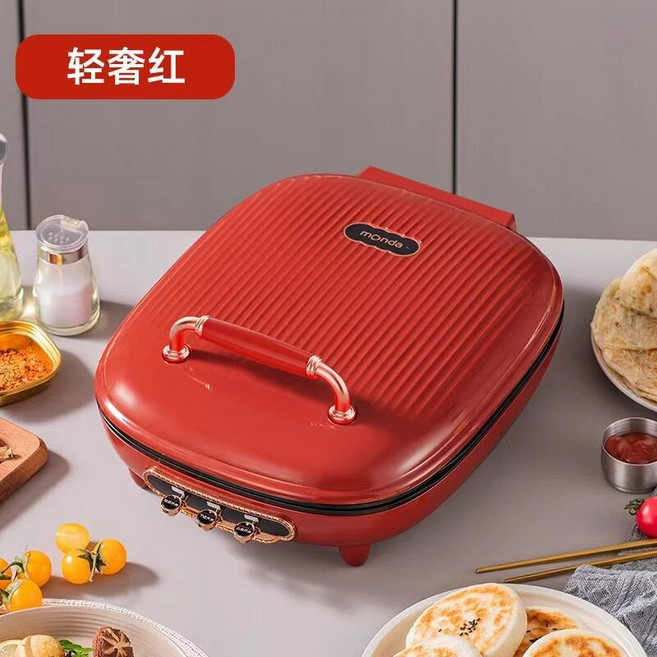 전기그릴 양면팬 통구이 팬 생선 구이 삼겹살 후라이팬 전골 그릴, 라이트 럭셔리 레드, 1개, 1cm