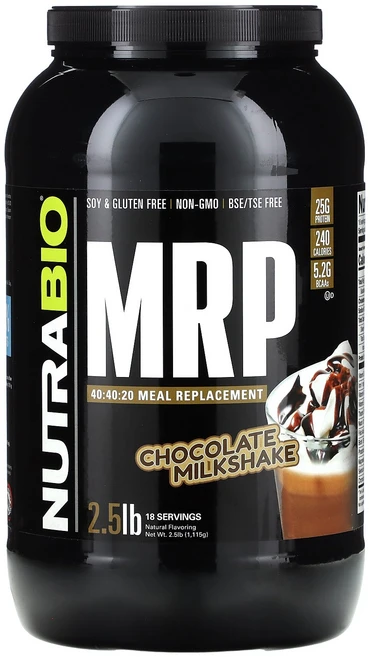 뉴트라바이오 NutraBio MRP 40:40:20 Meal Replacement Chocolate Milkshake 2.5 lb 1 115 g, 뉴트라바이오 NutraBio, MRP 40:40:20, 1개 - 쿠팡