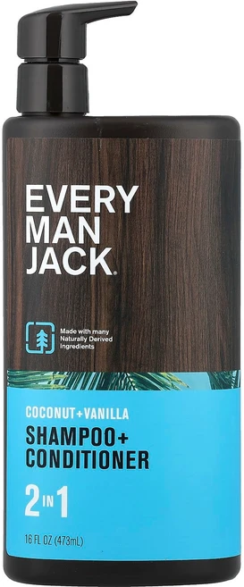 에브리맨 잭 2 in 1 샴푸 + 컨디셔너 코코넛 + 바닐라 향 473ml (16 fl oz) EMJ-01723 - 쿠팡