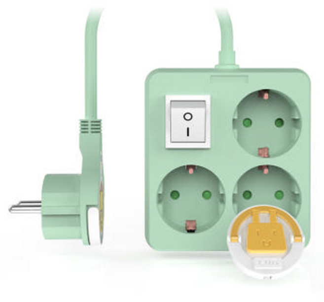 러그 개별 일반 멀티탭 3구, 50cm, 민트, 1개