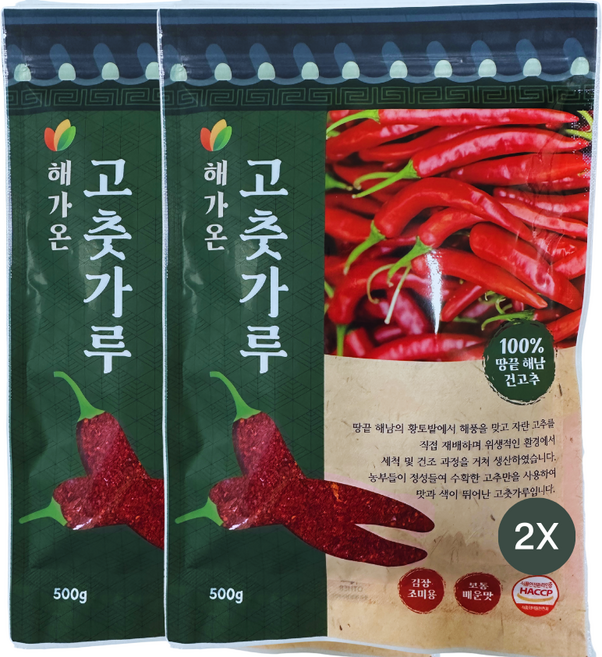 25년 햇고추 해가온 햇 고춧가루 국산 보통맛 / 김치양념 / 보통굵기, 500g, 2개