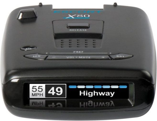 에스코트 X80 레이저 레이더 디텍터 극장거리 조기 경보 보호 거짓 필터 멀티 컬러 OLED 디스플레이 크리스탈 클리어 음성 라이브 크라우드 소싱 블랙, 1개