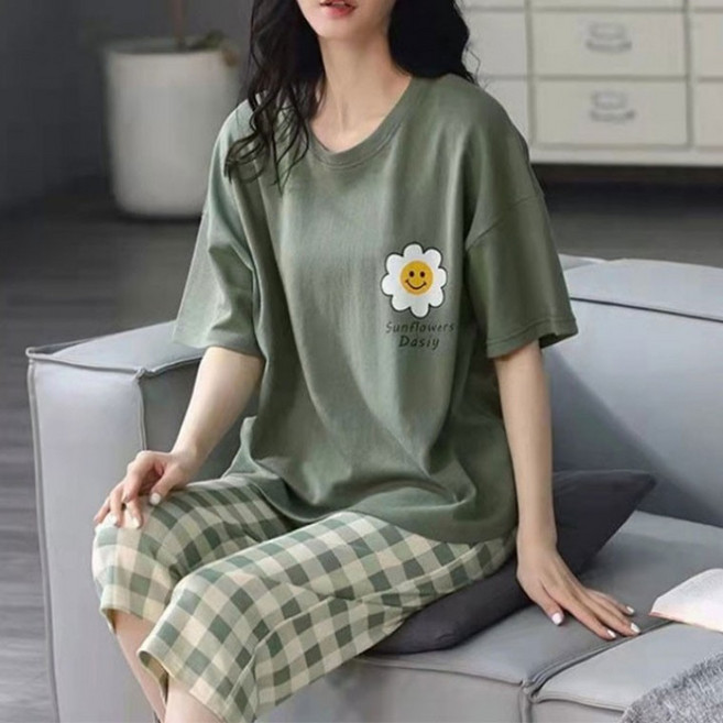 여성 데일리 홈웨어 하루종일 편안한 반팔 파자마 세트 14종