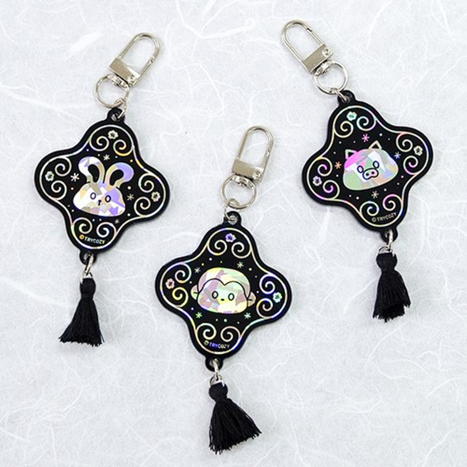 십이지신 캐릭터 자개 키링 노리개 K장신구 전통 장식 키링 단품 TRY, 원숭이