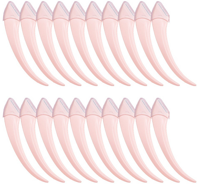 비즈온 미니 휴대용 곡선형 눈썹정리칼, 20개, 핑크