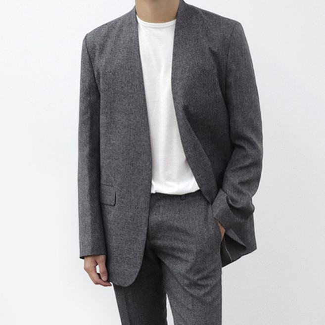 남성 봄 가을 노카라 자켓 간절기 캐쥬얼 루즈핏 심플 블레이저