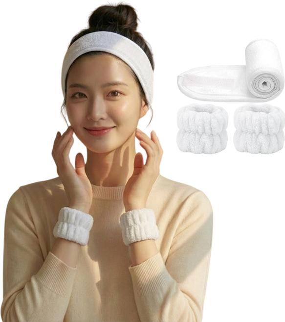 카이로스 클리어 헤어밴드+손목밴드 세트, 1세트, 화이트