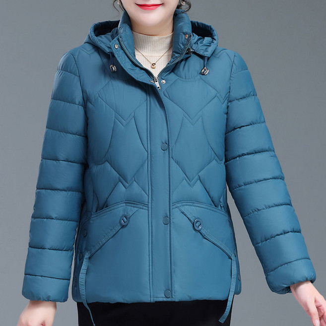 중년 여성 겨울 후드 집업 패딩 루즈핏 도톰 코트 캐주얼 보온 자켓 경량 패딩 날씬해보이는 엄마 아우터SYW