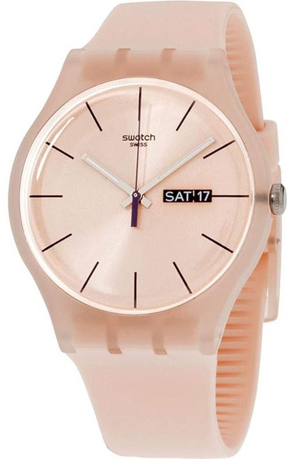 견본 SWATCH 손목시계 NEW GENT 뉴젠트 ROSE REBEL 로즈 라벨 여성 SUOT700 수입품