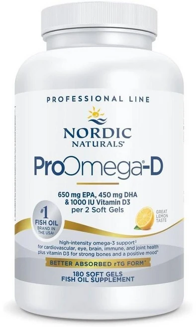 노르딕내추럴스 프로오메가-D 오메가3 1000mg 레몬맛 소프트젤 Nordic Naturals ProOmega-D, 180정, 5개 - 쿠팡