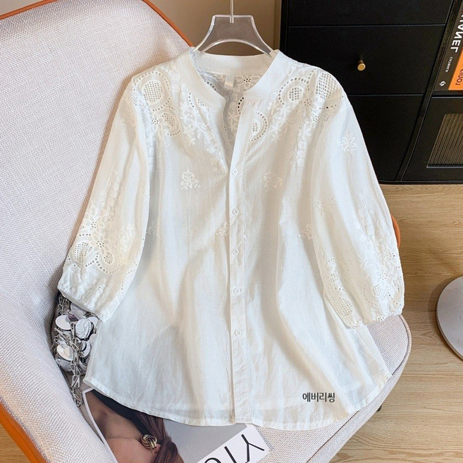 에버리씽 여성 빅사이즈 3컬러 7부 블라우스 T347