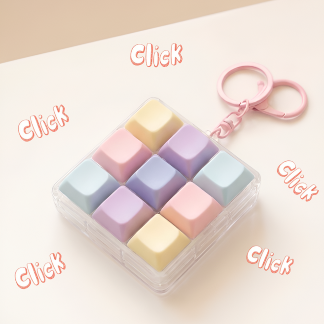 이음 키캡키링 9구 키보드 열쇠고리, 1개, 파스텔