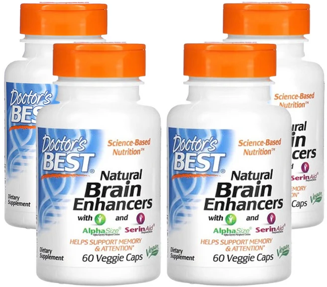 닥터스베스트 AlphaSize와 SerinAid가 함유된 천연 두뇌 강화제 60베지캡슐, 60정, 4개 - 쿠팡