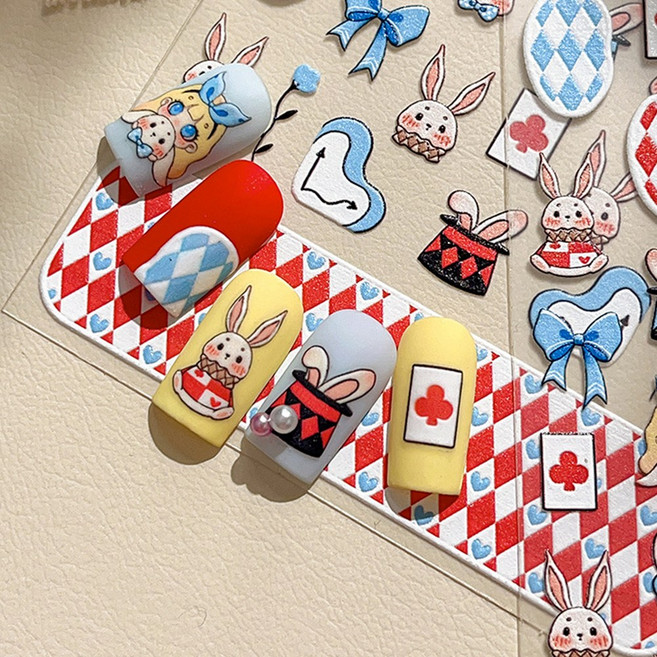 이상한나라 엘리스 토끼 귀여운 네일스티커, 1개, YT4871 토끼