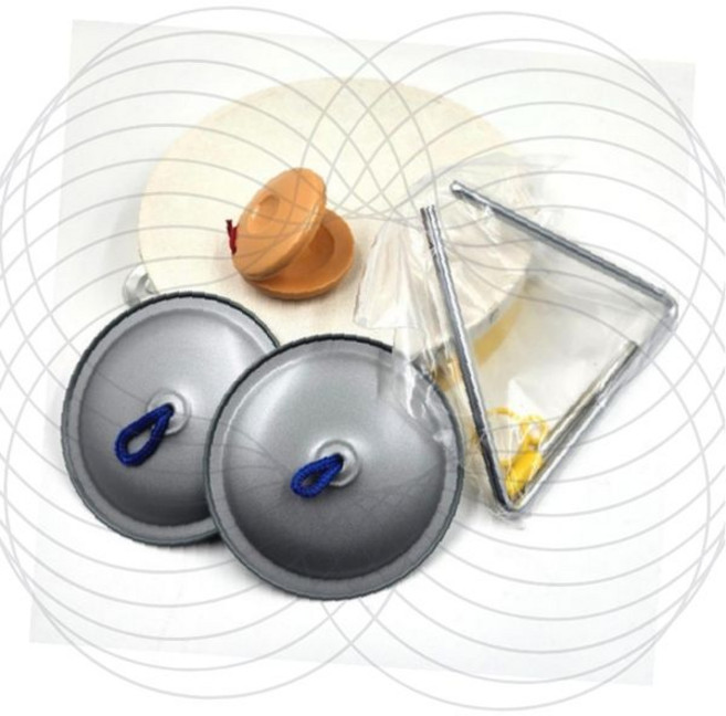 리듬악기 탬버린 심벌즈 캐스터네츠 트라이앵글 음악교구 세트, 1개