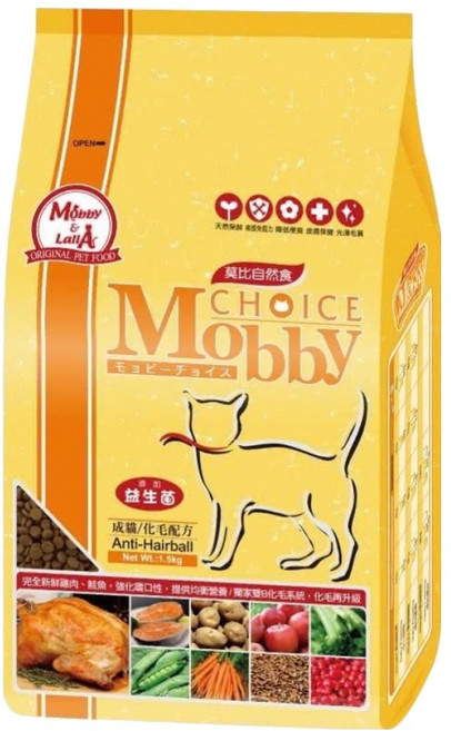 Mobby 莫比 貓用 化毛配方 乾飼料, 雞肉米, 7.5kg, 1袋