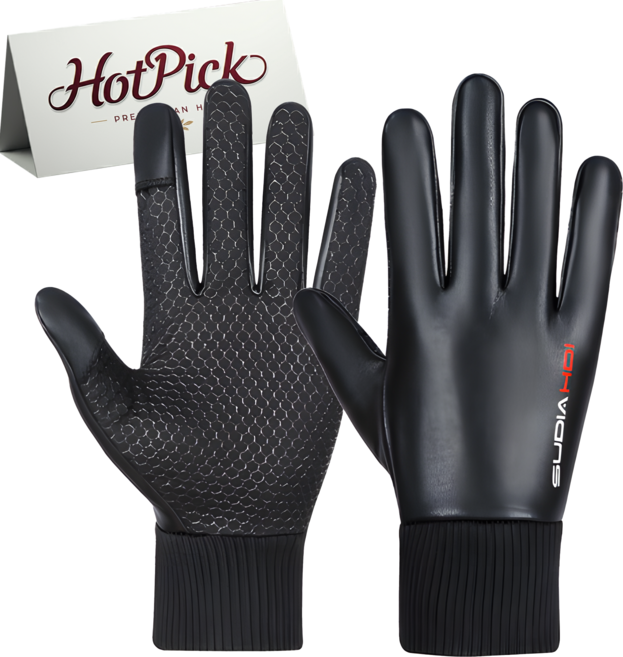 HotPick 방한 기모 오토바이 혹한기 겨울 스마트폰터치 장갑, 블랙(1개)