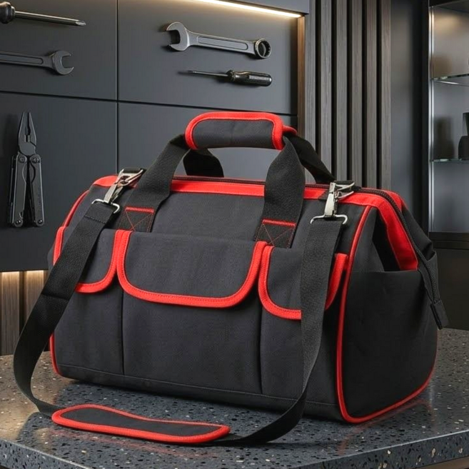 툴마스터 대용량 공구가방 휴대용 다용도 공구함 툴백 툴가방, 레드, 1개