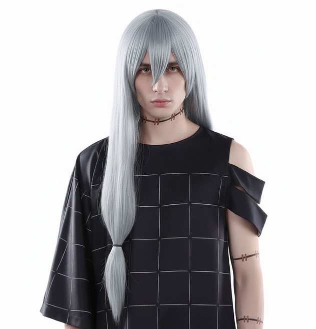 [파티팡] 마히토풍 코스프레 가발 주술풍 캐릭터 스타일 파티용 헤어, 1개