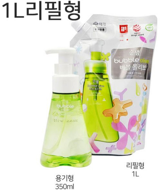 애경 순샘 버블 올리브 주방세제, 1L, 1개