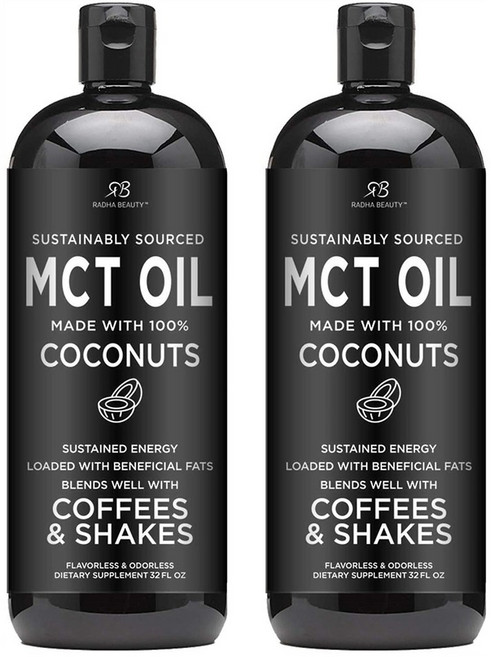 Radha Beauty 라다 뷰티 코코넛 MCT 오일 커피 앤 쉐이크 907g 2팩, 907ml