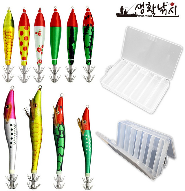 한치 슷테 이카메탈 14칸 에기케이스 왕눈이 스테 (상세설명참조), 새우형-씨수박(100g), 선택02.(생활낚시)이카메탈1봉1개입, 1개