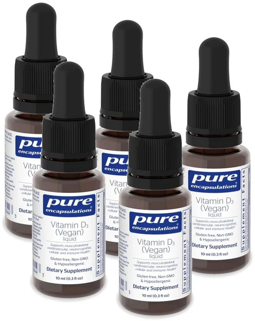 퓨어인캡슐레이션 비타민 D3 (비건 채식) 리퀴드 액상 Pure Encapsulations Vitamin D3 (Vegan) Liquid, 5개, 10ml - 쿠팡