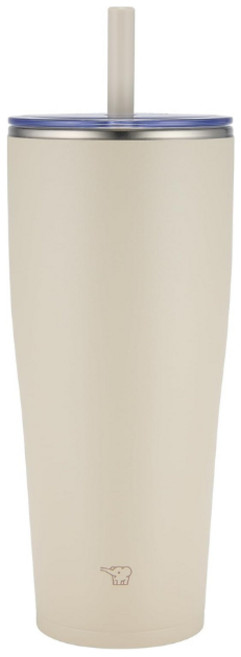 ZOJIRUSHI象印 SX-HA72H不銹鋼真空吸管杯 大容量吸飲 廣口徑8.5cm 磨砂質感 透明杯蓋, 燕麥杏, 1個, 720ml