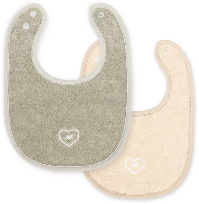 A Prime Standard 아기 유아 턱받이 이중 테리 Icon Line, 1세트, 2개입, 카키, 베이지