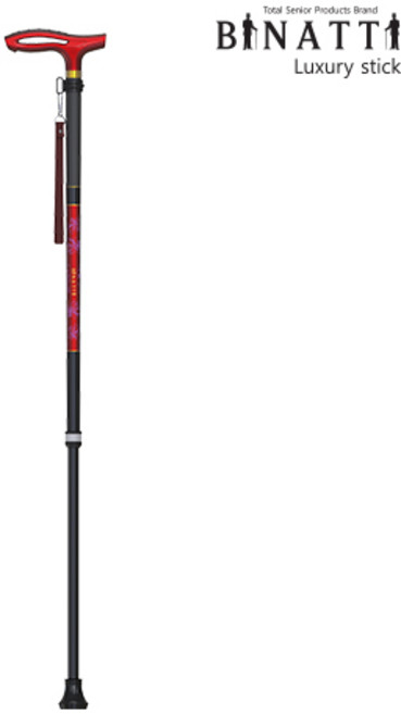 비나띠 예쁜 어르신 튼튼한 일자 길이조절 초경량 카본지팡이, 1개, 와인