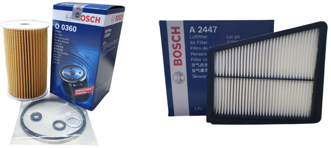 보쉬 엔진 오일 교환 필터 셋트 제네시스 BH 3.3/3.8 GDI 11년3월- 오일필터+에어필터 O0360+A2447, 오일필터+에어필터/O0360+A2447, 1개