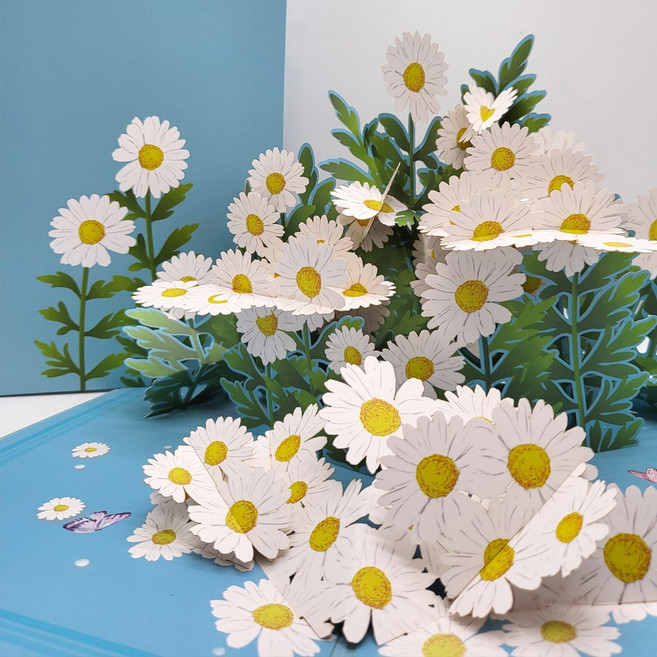 알파벳샵 3D 예쁜 꽃다발 입체 팝업 카드, 데이지 팝업카드